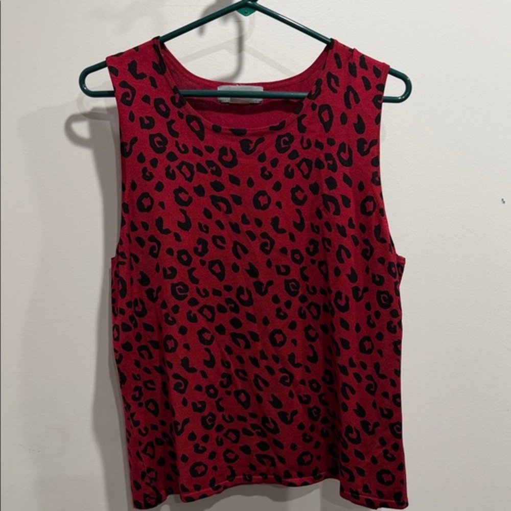 Red Leopard Print Tank Top - Women's Sleeveless Tee